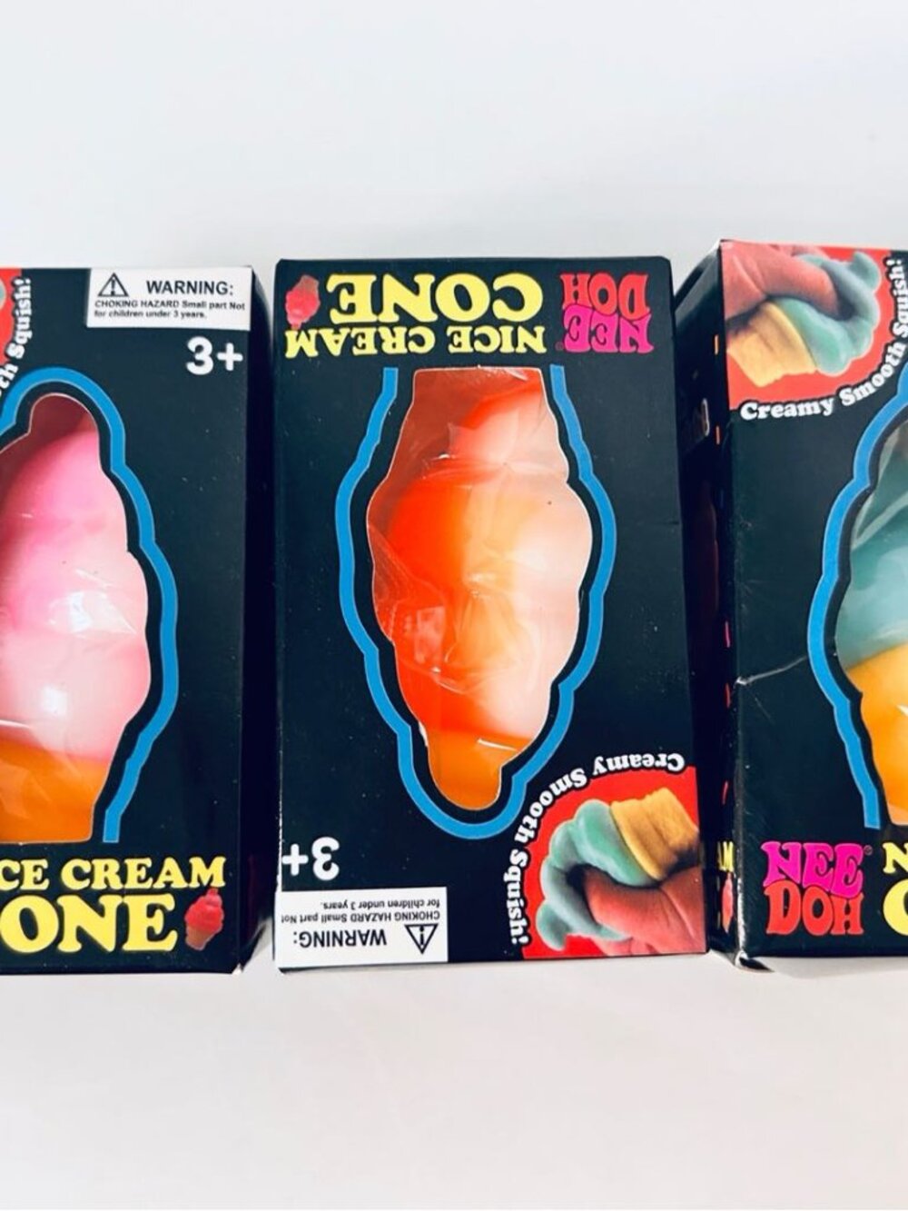 Needoh Tri-Color Ice Cream Stress Relief Toy for Kids Adults Dopamine Colorway
